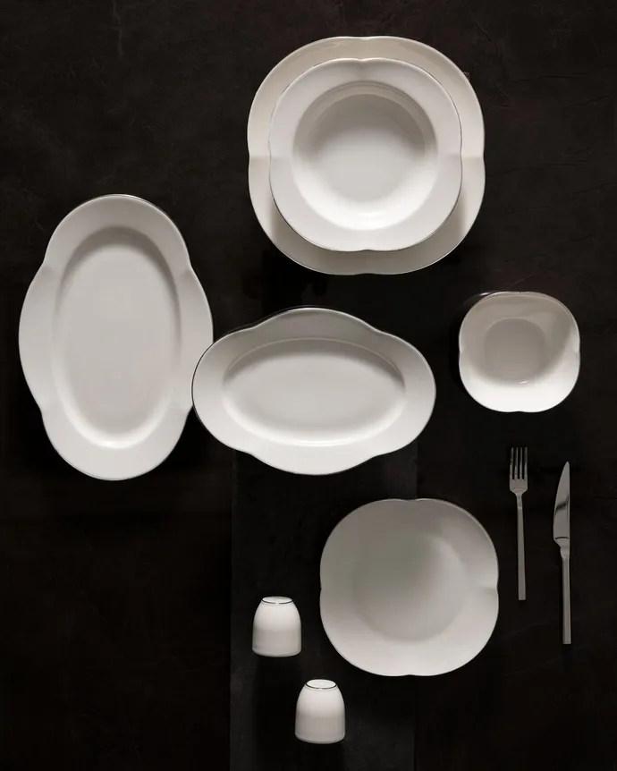 Perle 6 Kişilik 28 Parça Yemek Takımı - Beyaz/Silver